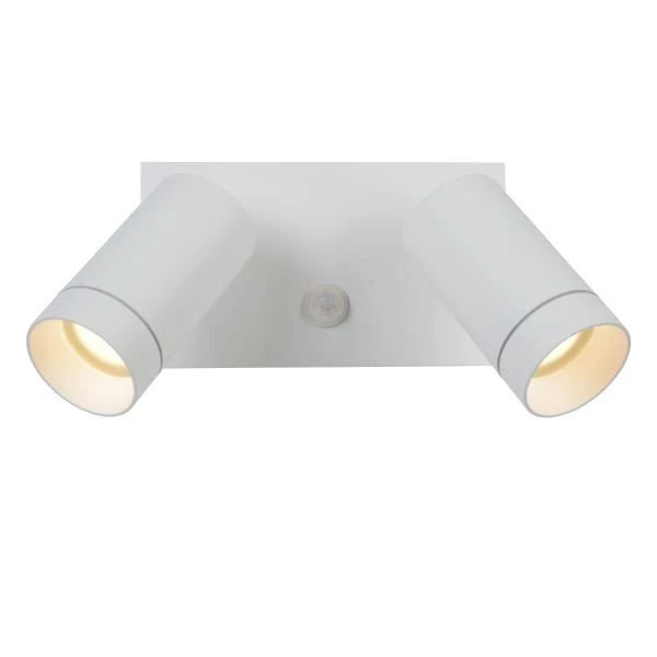 Lucide TAYLOR - Wandspot / Wandlamp Binnen/Buiten - 2xGU10 - IP54 - Bewegingssensor - Wit - detail 1